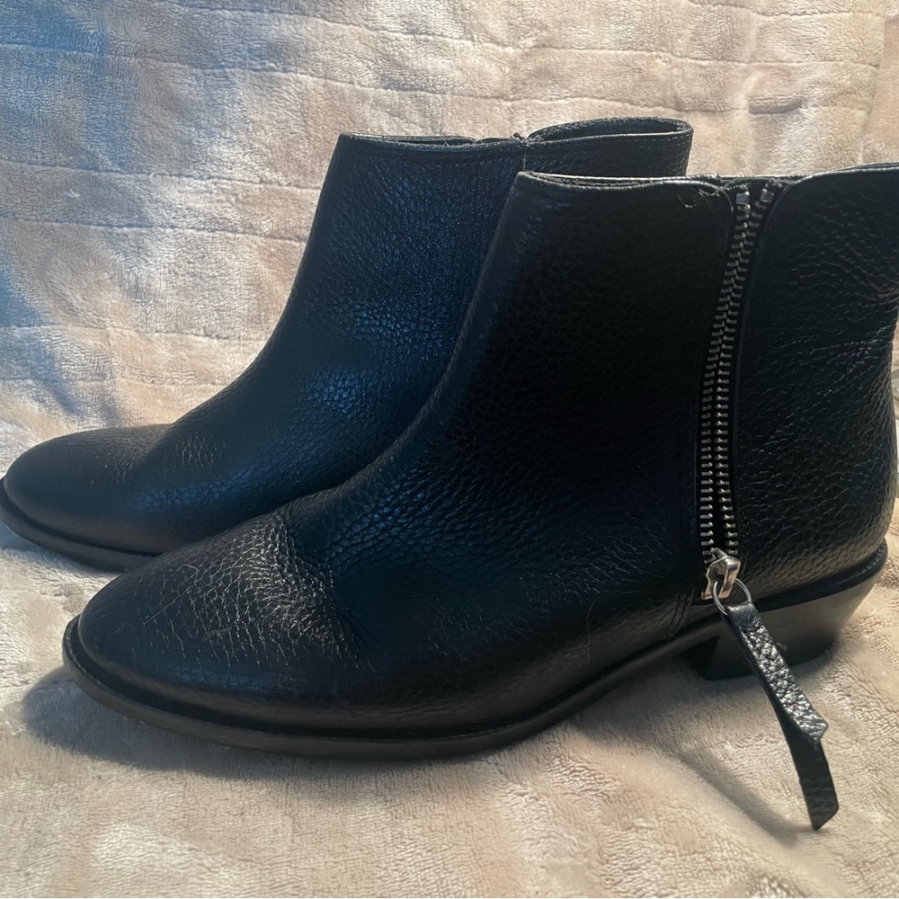 J crew Frankie Black Leather Ankle Boots 8